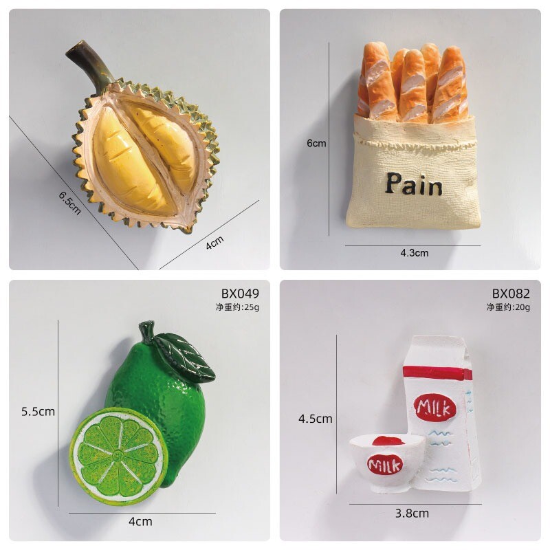 3D naljakas toidusimulatsiooni mudel külmkapimagnetid multifilmi külmkapi magnetilised isikupärastatud kleebised sõnumi dekoratiivmagneti jaoks