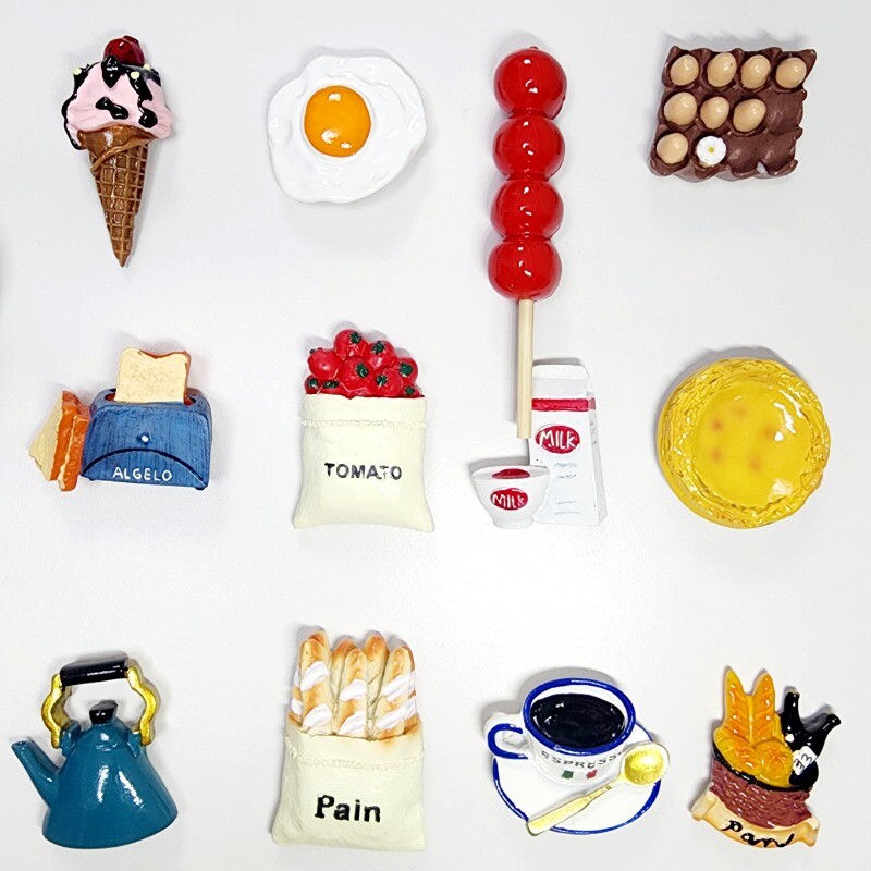 3D naljakas toidusimulatsiooni mudel külmkapimagnetid multifilmi külmkapi magnetilised isikupärastatud kleebised sõnumi dekoratiivmagneti jaoks