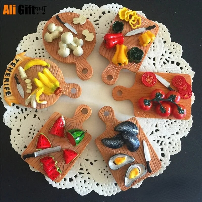 3D külmkapimagnetid kodukaunistusteks, külmkapimagnet, arbuus, aedvili, tomat, tšilli, banaan, mereannid, kleebised