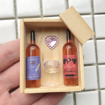 Keskkonnakaitse paberkott puidust kast kolmemõõtmeline veinipudel külmkapi kleebis loominguline jääämbri magnet