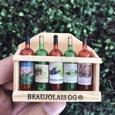 Keskkonnakaitse paberkott puidust kast kolmemõõtmeline veinipudel külmkapi kleebis loominguline jääämbri magnet