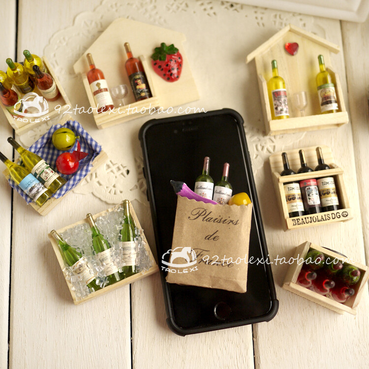 Keskkonnakaitse paberkott puidust kast kolmemõõtmeline veinipudel külmkapi kleebis loominguline jääämbri magnet