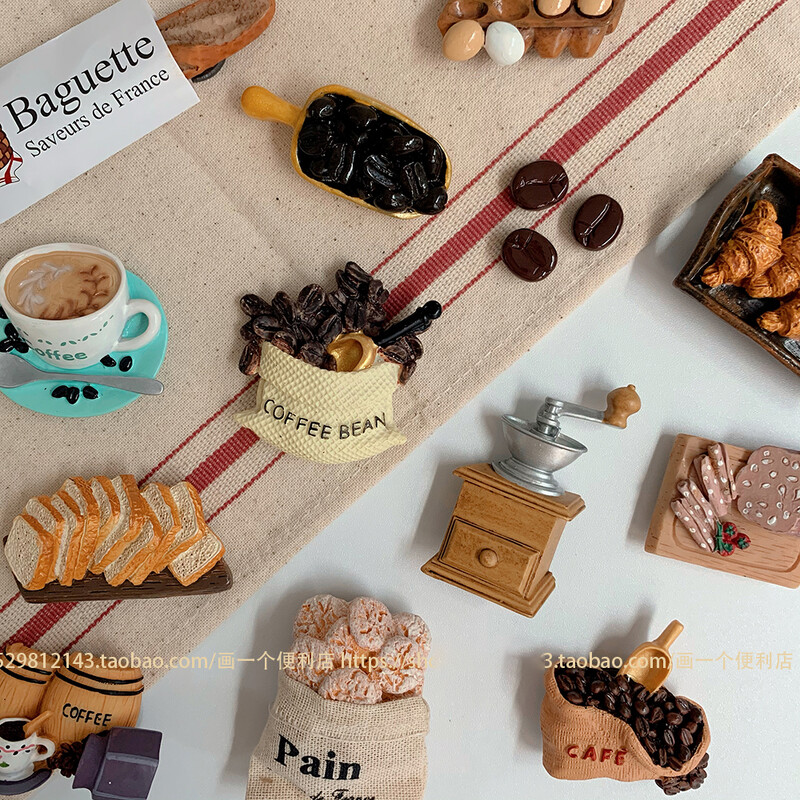 Kodukaunistus Toit Kohvi seeria magnetilised külmkapi magnetid köögikleebised magnetiline 3D reisimeene