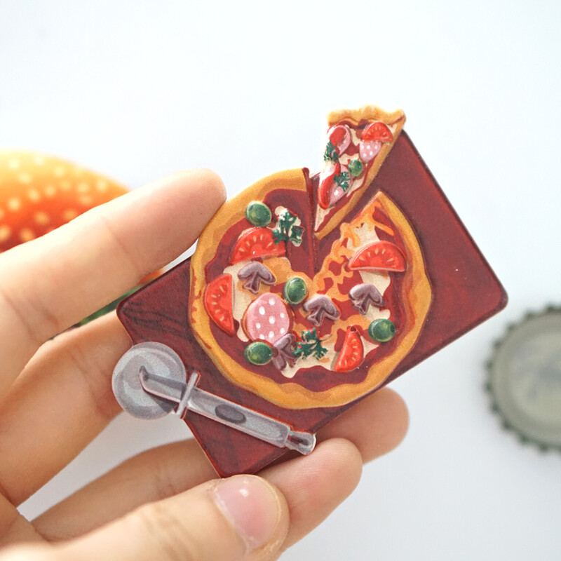 1 tk, Hamburgeri külmikumagnetid, Hot Dog Sandwich Pizza külmiku kleebis, värviline koduköögi sisustusega pühadekingitus