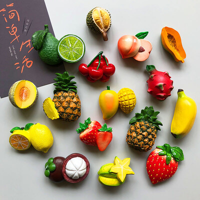 Autocolante magnetice creative 3D pentru frigider cu fructe proaspete, decorare magnetică a camerei pentru alimente, ananas, lămâie, cireșe, magneți pentru frigider, cadou