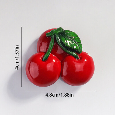 Armsad loomingulised õuna-maasika külmikumagnetid, vaiguimemisega 3D-simulatsiooniga puuviljad külmkapi kleebised koduköögi kaunistused