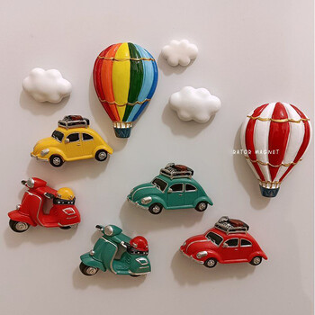 2бр. Car Clouds Creative Fridge Magnet Cartoon 3D Modeling Behicle Автомобилна магнитна паста Декорация Магнити за хладилник Кухненски аксесоар