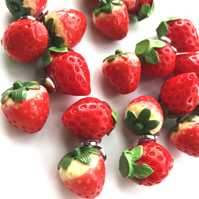 Stereo Magnetic Refrigerator Sticker Simulation Strawberry Blackboard Sticky Notes Διακοσμητικά ρητίνης σπιτιού κουζίνας