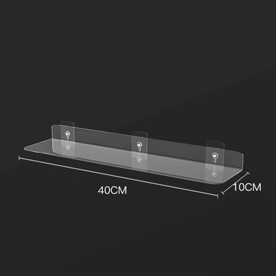 Säilitusrest akrüülist riiul, läbipaistev seinale kinnitatav paks läbipaistev ujuv ekraan Vannitoa köögiriiul 20-50 cm