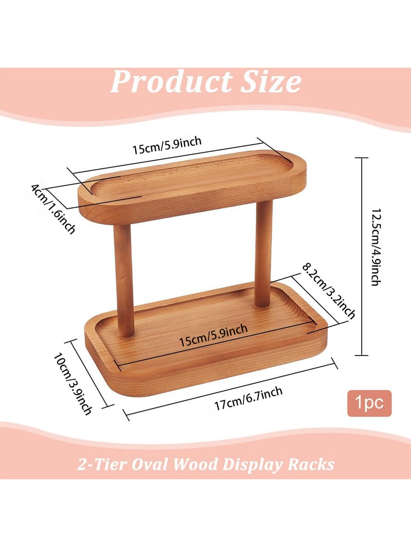 1 tk pruun täispuidust kahekihiline hoiustamisriiul ehete nagi tualettlaud Kosmeetika ehete hoiustamisriiul lauaarvuti korraldaja