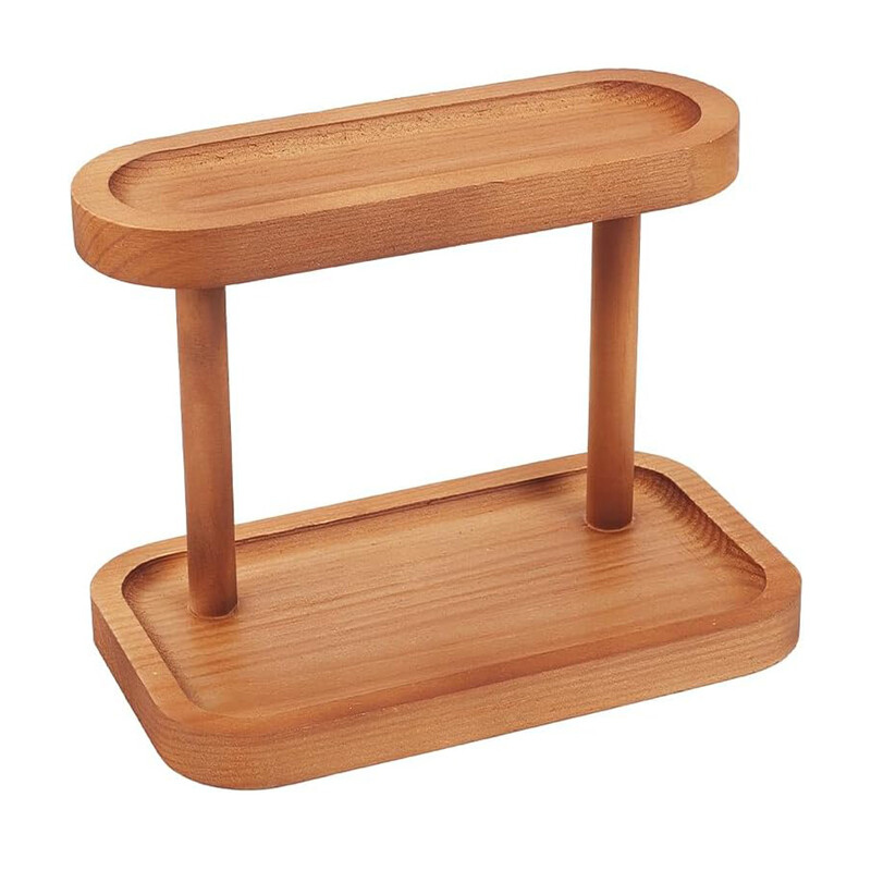 1 tk pruun täispuidust kahekihiline hoiustamisriiul ehete nagi tualettlaud Kosmeetika ehete hoiustamisriiul lauaarvuti korraldaja