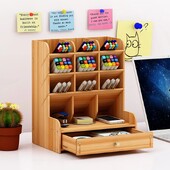 1 τεμ. Ξύλινο Γραφείο Organizer Πολυλειτουργικό Desktop Stationery Strehold Box για οικιακό γραφείο Θήκη αποθήκευσης σχολικών ειδών