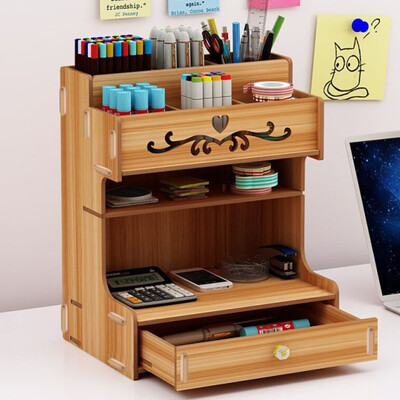 1 τεμ. Ξύλινο Γραφείο Organizer Πολυλειτουργικό Desktop Stationery Strehold Box για οικιακό γραφείο Θήκη αποθήκευσης σχολικών ειδών