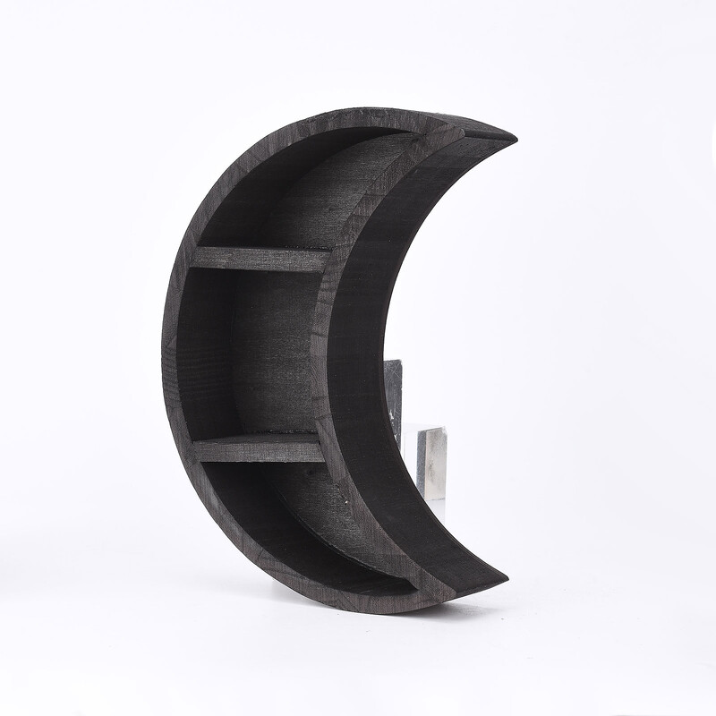 Κρυστάλλινο ράφι σε σχήμα Crescent Moon Ξύλινο ράφι διακόσμηση τοίχου Ξύλινη ρουστίκ οθόνη Σχάρα αποθήκευσης υπνοδωματίου