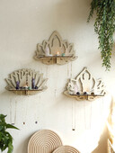 White Lotus Crystal Shelf Display Плаващ стенен рафт Дисплей Стойка Всекидневна Декорация на дома Свещи Поставка за съхранение Стенен декор