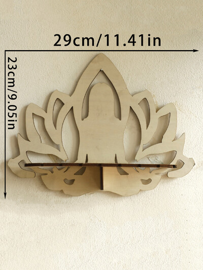 White Lotus Crystal Shelf Display Плаващ стенен рафт Дисплей Стойка Всекидневна Декорация на дома Свещи Поставка за съхранение Стенен декор