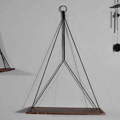 Juodos medinės lentynos pakabinamos sieninės lentynos Boho namų dekoro žvakių laikiklis Macrame laikymo lentynos miegamojo vonios kambariui svetainei