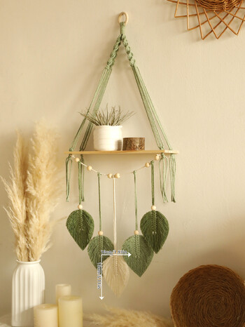 Leaf Macrame Floating Shelf Tapestry Art Hand Boho Home Decoration Стенен Рафт за Спалня Стенен Декор Поставка Подарък