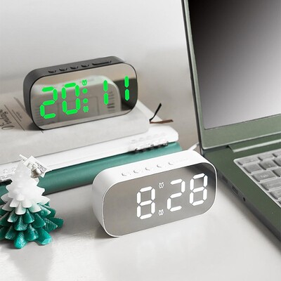 Ceas cu alarmă digital cu LED, 5 niveluri, luminozitate reglabilă, oglindă, masă, birou, dormitor, decorare, cadouri pentru studenți copii