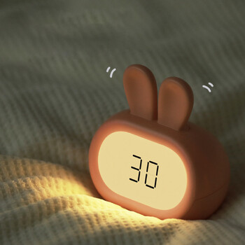 Нощна лампа, акумулаторна Countdown 3 Snooze Rabbit Kids Digital Budil Clock Bunny Bedside Clock за момчета, момичета, малки деца, възрастни