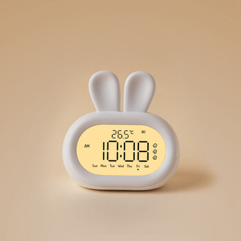 Нощна лампа, акумулаторна Countdown 3 Snooze Rabbit Kids Digital Budil Clock Bunny Bedside Clock за момчета, момичета, малки деца, възрастни