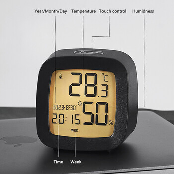 Led будилник с подсветка, работещ с батерии, LCD дисплей, монитор за температура и влажност за домашна употреба, офис, училище, домашен декор