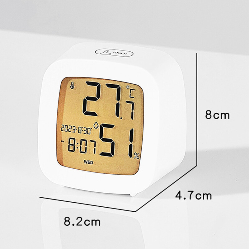 Led äratuskell taustvalgustusega patareitoitega LCD-ekraani temperatuuri niiskusmonitor koduseks kasutamiseks kontoris kooli kodukaunistuseks