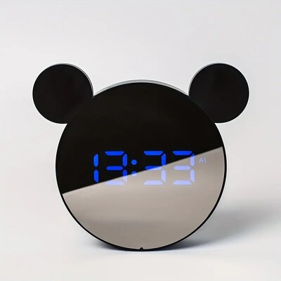 1 set Mini Mouse Ceas electronic cadou Decorat pe noptieră Livrat cu cablu de încărcare USB Ceas cu alarmă digital Snooze Ceas cu LED