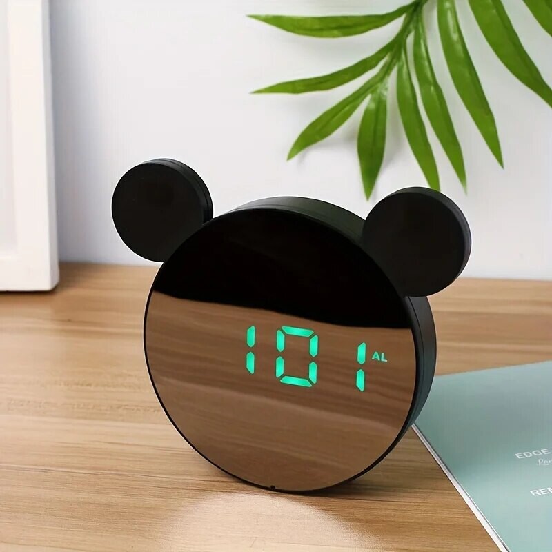 1 set Mini Mouse Ceas electronic cadou Decorat pe noptieră Livrat cu cablu de încărcare USB Ceas cu alarmă digital Snooze Ceas cu LED
