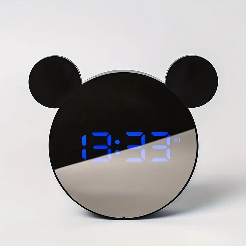 1 set Mini Mouse Ceas electronic cadou Decorat pe noptieră Livrat cu cablu de încărcare USB Ceas cu alarmă digital Snooze Ceas cu LED