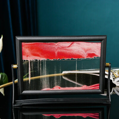 7 ιντσών Δημιουργική ζωγραφική με κινούμενη άμμο τετράγωνο γυαλί Quicksand κλεψύδρα Περιστρεφόμενη διακόσμηση σπιτιού Διακοσμητικά επιτραπέζιου υπολογιστή Δώρα