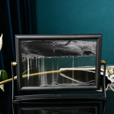 7 ιντσών Δημιουργική ζωγραφική με κινούμενη άμμο τετράγωνο γυαλί Quicksand κλεψύδρα Περιστρεφόμενη διακόσμηση σπιτιού Διακοσμητικά επιτραπέζιου υπολογιστή Δώρα