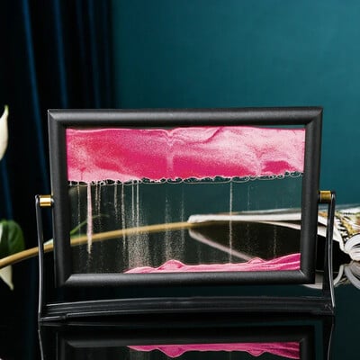 7 ιντσών Δημιουργική ζωγραφική με κινούμενη άμμο τετράγωνο γυαλί Quicksand κλεψύδρα Περιστρεφόμενη διακόσμηση σπιτιού Διακοσμητικά επιτραπέζιου υπολογιστή Δώρα