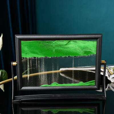 7 ιντσών Δημιουργική ζωγραφική με κινούμενη άμμο τετράγωνο γυαλί Quicksand κλεψύδρα Περιστρεφόμενη διακόσμηση σπιτιού Διακοσμητικά επιτραπέζιου υπολογιστή Δώρα