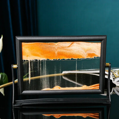 7 ιντσών Δημιουργική ζωγραφική με κινούμενη άμμο τετράγωνο γυαλί Quicksand κλεψύδρα Περιστρεφόμενη διακόσμηση σπιτιού Διακοσμητικά επιτραπέζιου υπολογιστή Δώρα