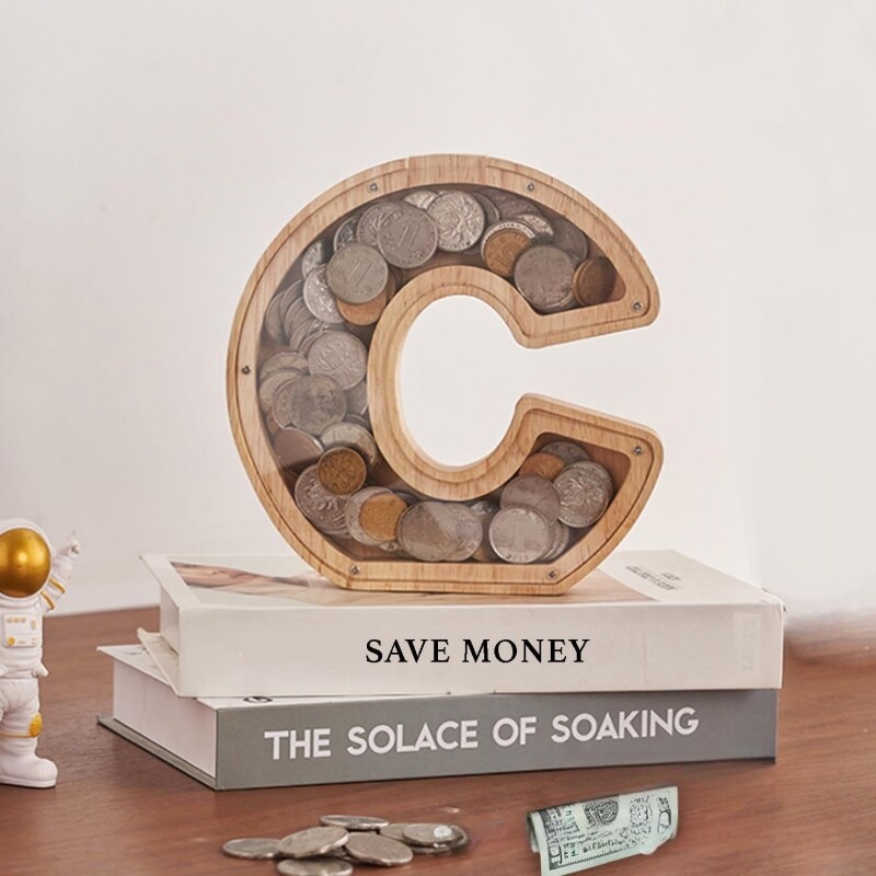 26 Inglise tähestikku rahakast Mündi raha hoiupõrsas puidust kirjaga säästukast lauaarvuti kaunistus kodukaunistusega käsitöö lastele