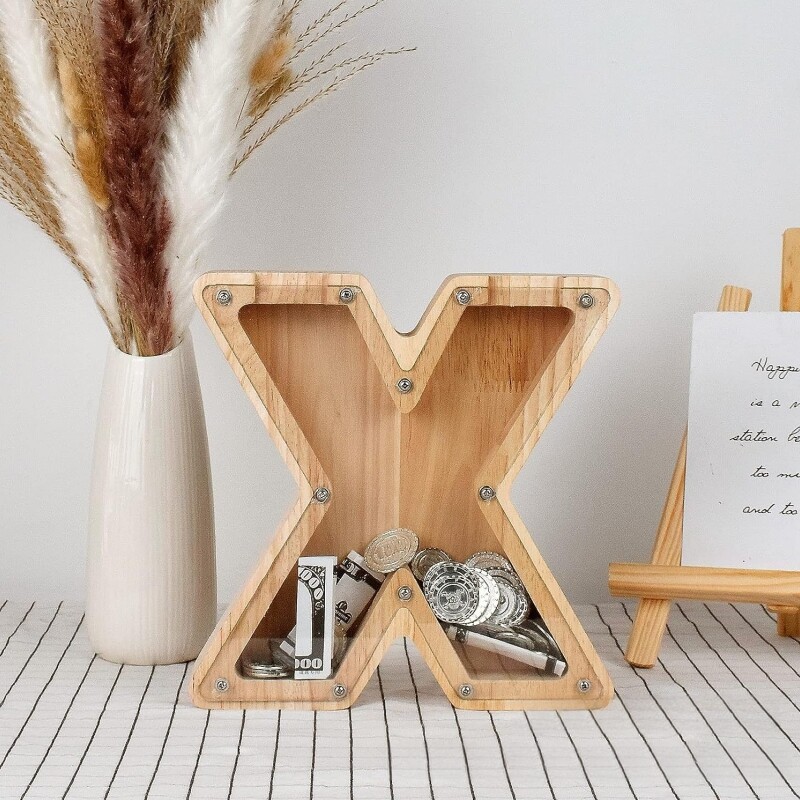 26 Inglise tähestikku rahakast Mündi raha hoiupõrsas puidust kirjaga säästukast lauaarvuti kaunistus kodukaunistusega käsitöö lastele