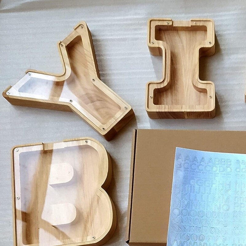 26 Inglise tähestikku rahakast Mündi raha hoiupõrsas puidust kirjaga säästukast lauaarvuti kaunistus kodukaunistusega käsitöö lastele