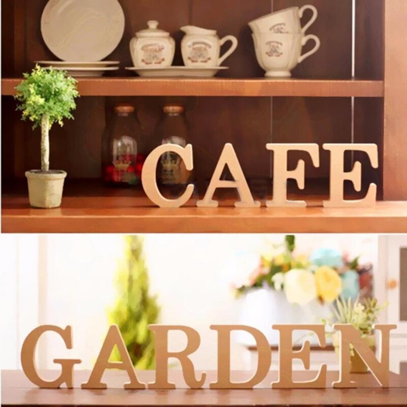 10 см AZ дървени дървени букви Бяла азбука Сватба Парти за рожден ден Направи си сам декорации за дома Персонализиран дизайн на име Дървени азбуки