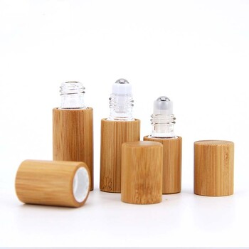 3ml 5ml 10ml Μπαμπού Ξύλινο Μπουκάλι Άρωμα Empty Oil Bottle Stainless Roll On Ball Perfume Aromatherapy Bottle Oil Roller Bottle