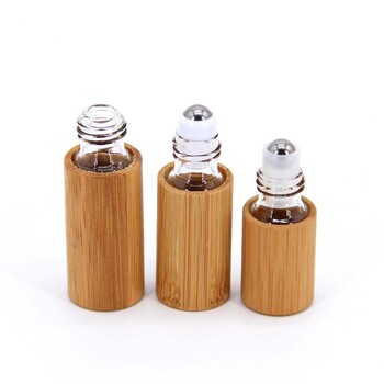 3ml 5ml 10ml Μπαμπού Ξύλινο Μπουκάλι Άρωμα Empty Oil Bottle Stainless Roll On Ball Perfume Aromatherapy Bottle Oil Roller Bottle