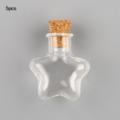 Drift Wishing Glass Väike pudelikomplekt korgitähtkujuga südamekujulise tähega DIY ehete läbipaistev pudel hulgimüük 5 tk