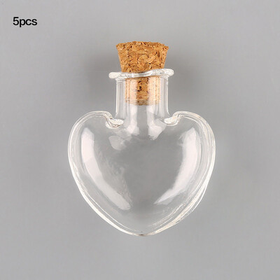 Drift Wishing Glass Väike pudelikomplekt korgitähtkujuga südamekujulise tähega DIY ehete läbipaistev pudel hulgimüük 5 tk