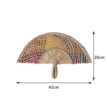 Вентилатор от слама в бохо стил, ръчно изтъкан ръчен вентилатор с гребло Декорация на стени на скандинавски Homestays Художествени занаяти Вентилатор Аксесоари за домашен декор