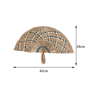 Вентилатор от слама в бохо стил, ръчно изтъкан ръчен вентилатор с гребло Декорация на стени на скандинавски Homestays Художествени занаяти Вентилатор Аксесоари за домашен декор