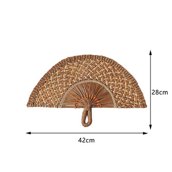 Вентилатор от слама в бохо стил, ръчно изтъкан ръчен вентилатор с гребло Декорация на стени на скандинавски Homestays Художествени занаяти Вентилатор Аксесоари за домашен декор