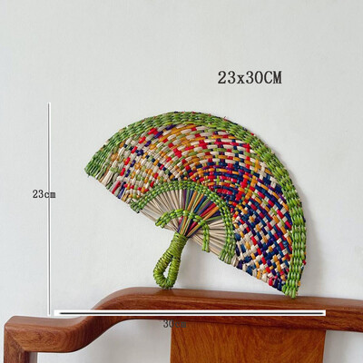 Χειροκίνητο υφαντό χειροκίνητο ανεμιστήρα σε στυλ Boho Διακόσμηση τοίχου με ανεμιστήρα με κουπιά από Nordic Homestays Art Crafts Fan Αξεσουάρ διακόσμησης σπιτιού