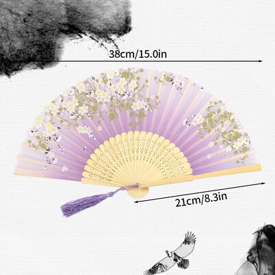 Vintage siidist kokkuklapitav lehvik Hiina kunst käsitöö kingitus kodukaunistused tantsukäsi ventilaator bambusest ruumi sisustus Puit bambusest ventilaatorid ventilaator