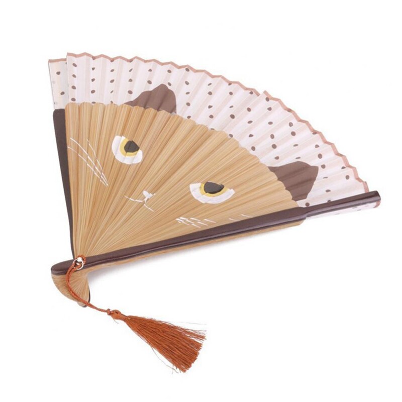 Vintage μοτίβο γάτα Φούντα που χορεύει Πτυσσόμενο Χέρι Βεντάλια Δώρο Διακόσμηση σπιτιού