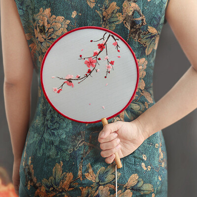 Κέντημα Starter Kit Κινέζικο στυλ Κέντημα Χέρι Fan Cross Stitch Σετ Λουλούδια Φυτό σταμπωτά κρίκους κινέζικα ρούχα Cheongsam